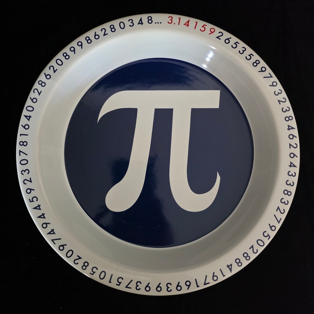 The Pi Dish 2005 Universal Screen Arts Ceramic 3.14159 Pie Plate Blue White 10"